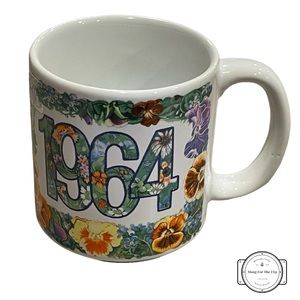 Vintage 1964 Floral Pattern Pictura Year Coffee Mug